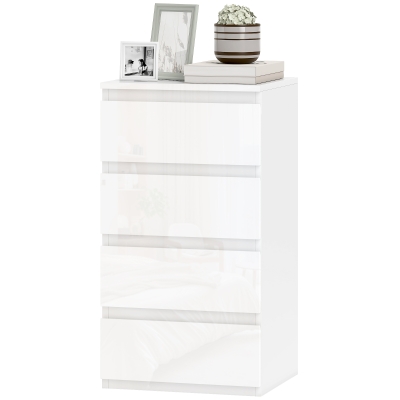 HOMCOM Commode Slim 4 Tiroirs Blanc Chambre Bois Moderne