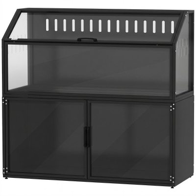 PawHut Cage Hamster Acier Noir avec Armoire de Rangement