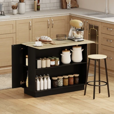 HOMCOM Desserte Cuisine Bois Noir 105x60cm