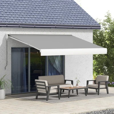 Outsunny Store Banne Électrique 4x3m Gris Clair Télécommande