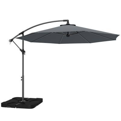 Outsunny Overhanging Parasol with Base Dark Grey 3m