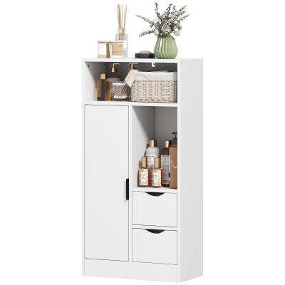 HOMCOM Armoire Salle de Bain Blanc 50x25x100cm avec Tiroirs