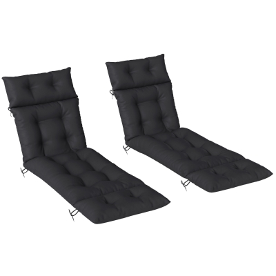 Outsunny Sun Lounger Cushion Set 190x56cm Black