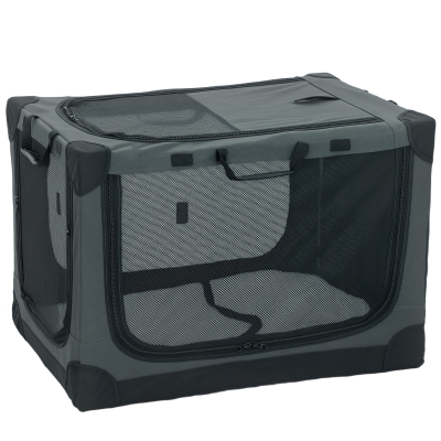 PawHut Soft Dog Travel Crate Mesh Window Army Green 76x54cm