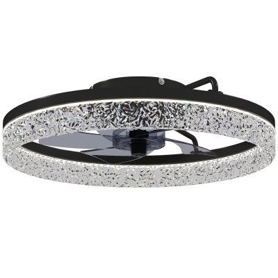 HOMCOM Ceiling Fan LED Light Remote Control Black