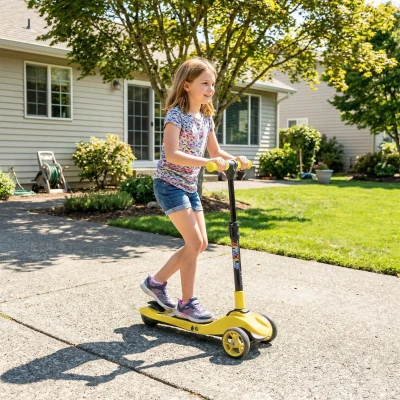 AIYAPLAY Foldable Electric Scooter 3-Wheel Kids Yellow