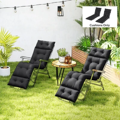 Outsunny Sun Lounger Cushion Set 190x56cm Black
