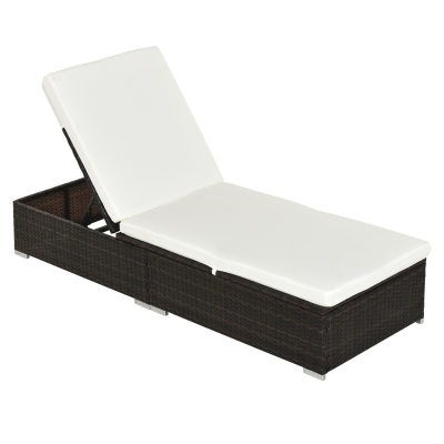 Outsunny Rattan Sun Lounger Adjustable Recliner Mixed Brown