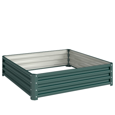 Outsunny Caixa de Cultivo de Exterior Grande e Retangular de Aço Galvanizado para Cultivar  com Base Aberta 120x120x30 cm Verde