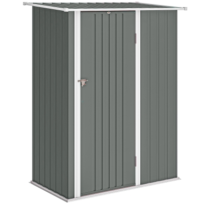Outsunny Capanno Attrezzi Metallo Tetto Inclinato Grigio Chiaro