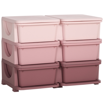 HOMCOM Aufbewahrungsbox für Kinder, Kinder-Aufbewahrungsbox, 3 Schubladen, Rosa