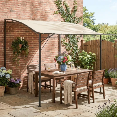 Outsunny Pavillon mit klappbarer Dacherweiterung wetterfest 3 x 2,5 m Cremeweiß