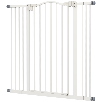 PawHut Barrière Extensible Chiens Métal Plastique 74-100x94cm Blanc