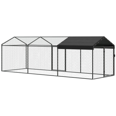 PawHut Poulailler Métallique 300x100x100cm avec Couverture Noir