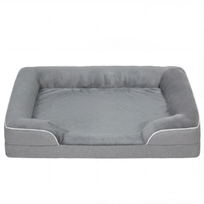 PawHut Cama para Perros Medianos Cama para Gatos con Base Antideslizante Funda Extraíble y Lavable 91,5×68,5×16,5 cm Gris