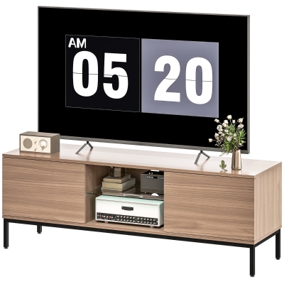 HOMCOM Meuble TV 60" Gris avec Étagère Ajustable et Câbles