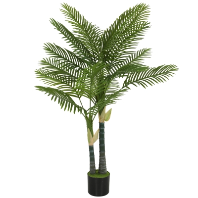HOMCOM Palmier Artificiel 150cm 16 Palmes Pot Salon Vert