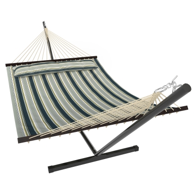 Outsunny Hamac 353cm Vert avec Support Acier et Coussin
