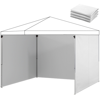 Outsunny Parois Latérales 3x3m Tissu Oxford Blanc avec Zip