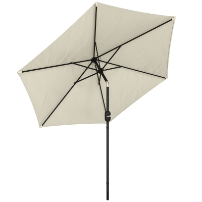 Outsunny 2.6 m Garden Parasol Umbrella with Aluminium Pole, Outdoor Patio Umbrella with Tilt and Crank, Vent, Cream White