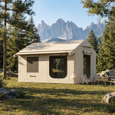 Outsunny Tenda da Campeggio Gonfiabile con Pompa, Cachi