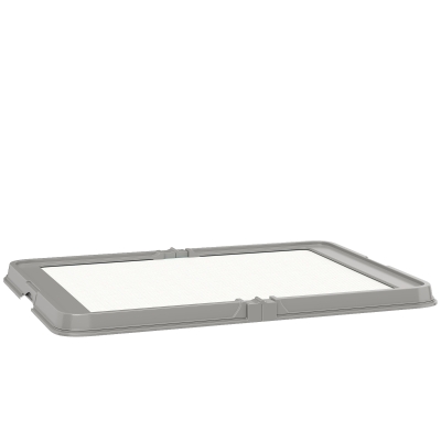 PawHut Inodoro para Perros Plegable 86x62 cm Bandeja Sanitaria Perros Entrenamiento 3 Almohadillas Pies Antideslizantes Gris