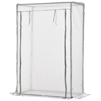 Outsunny Serre de Jardin PE 100x50x150cm Acier Blanc