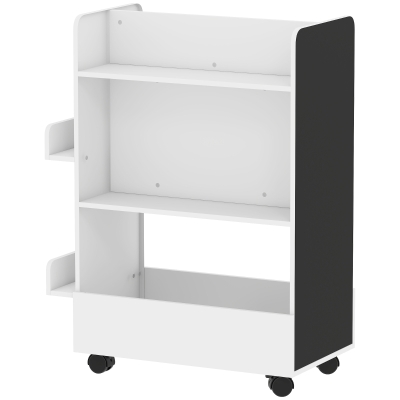 AIYAPLAY Bibliothèque Enfant avec Roulettes et Tableau Noir, Blanche