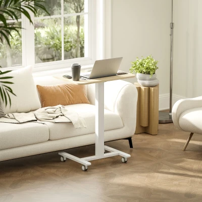 Vinsetto Stehpult Stehtisch, Laptoptisch, höhenverstellbar, 4 Rollen, 65 cm x 48 cm x 108 cm, Gelb