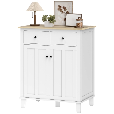 HOMCOM Buffet Cuisine Rangement 2 Portes 2 Tiroirs Blanc