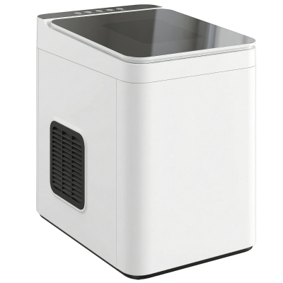 HOMCOM Zelfreinigende tafel-ijsblokjesmachine, compacte ijsbereider met schep en mand, wit