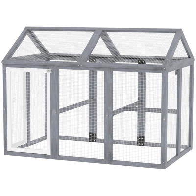 PawHut Enclos Poulailler Bois 1,18m² Porte Verrouillable Gris