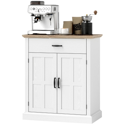 HOMCOM Buffet Moderne Blanc 2 Portes Tiroir Étagère 75x40x91cm