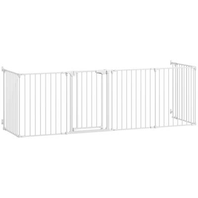 PawHut Barrière de sécurité en métal parc enclos pliable et modulable pour chien et enfant 6 panneaux 61 x 75 cm blanc