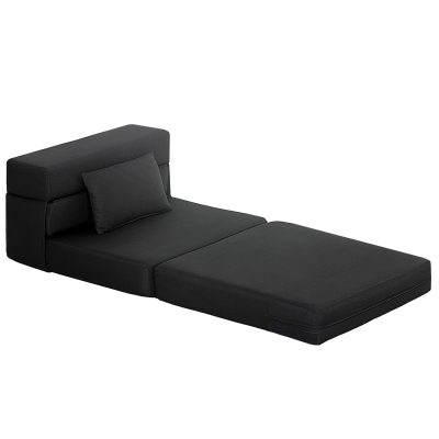 HOMCOM Fauteuil Convertible 1 Place Lit Pliant Noir 120kg