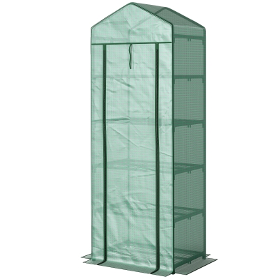 Outsunny Serre 5 Niveaux 0,69x0,49x1,93m Acier Bâche Verte