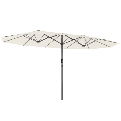 Outsunny Doppelsonnenschirm 436 x 260 cm, UV Schutz Stahl Sonnenschirm mit Handkurbel, oval Beige