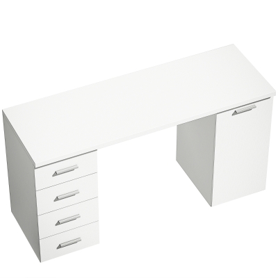 HOMCOM Computertafel met 4 laden en kast, 140 cm bureau voor werkkamer, witte houtlook