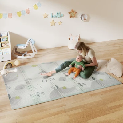 AIYAPLAY Baby-Spielmatte, Tiermuster, Schaumstoff, 1,5 cm dicke Polsterung, rutschfest