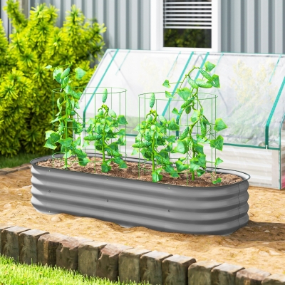 Outsunny Galvanised Metal Planter Box Silver