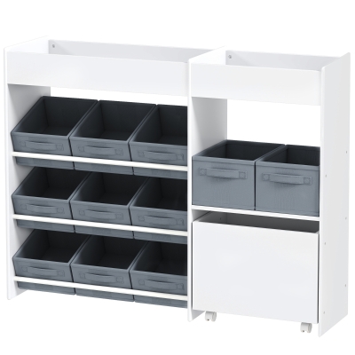 AIYAPLAY Étagère à jouets pour enfants étagère à livres 11 bacs de rangements en tissu non tissé 105 x 30 x 80 cm blanc