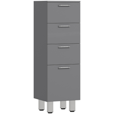 kleankin Badezimmerschrank, Badschrank, 4 Schubladen, Spanplatte, glatt, Grau