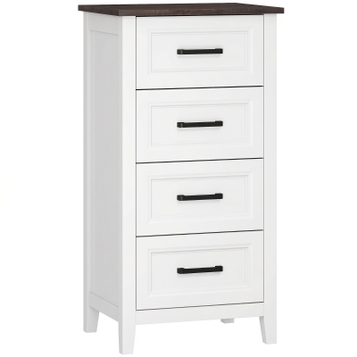 HOMCOM Cassettiera con 4 Cassetti, Bianco e Marrone