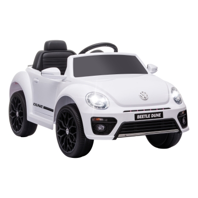 AIYAPLAY Elektro-Kinderfahrzeug, VW Käfer, 3-5 km/h, mit Fernbedienung & Musik, Weiß