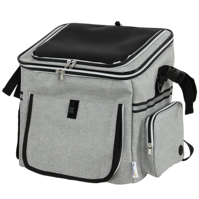 PawHut Panier Vélo Chien Chat Portable 33x26x35cm Gris Clair