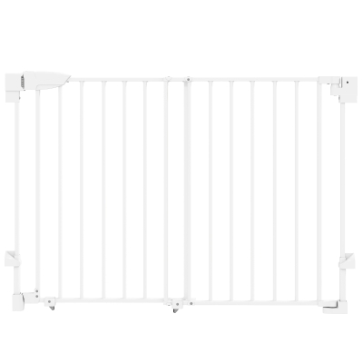 PawHut Barrera de Seguridad para Perros 74,5-111,5 cm Puerta para Perros para Escaleras con Pestillo Cierre Automático Blanco