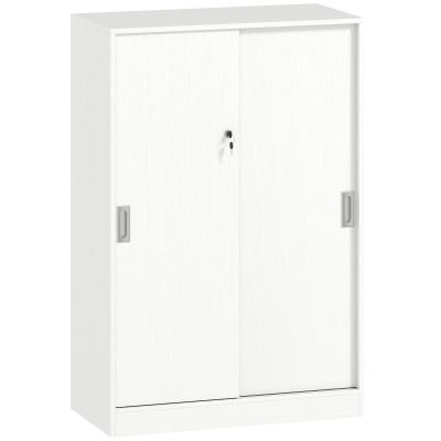 HOMCOM Armario de Oficina Práctico con 2 Puertas Correderas Llaves y 3 Estantes para Despacho Estudio 80x40x120 cm Blanco