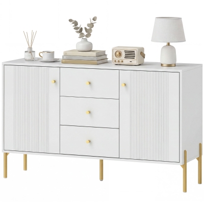 HOMCOM Bahut Moderne 2 Portes 3 Tiroirs Blanc 120x76 cm