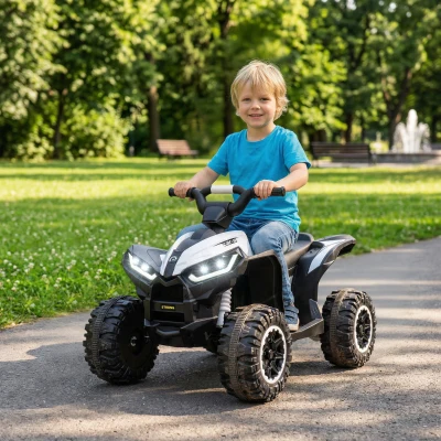 HOMCOM 12V Ride-On Quad Bike White for Ages 3-5