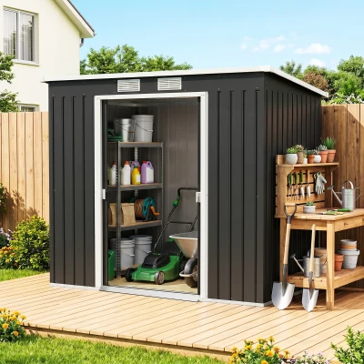 Outsunny Abri de Jardin Acier Gris Foncé 213x130x172 cm